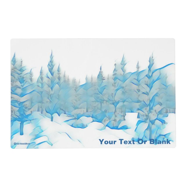 Snowy Blue Trees Placemat (Front)