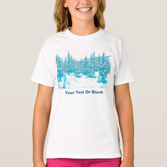 Snowy Blue Trees T-Shirt (Front)