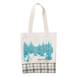 Snowy Blue Trees Zazzle HEART Tote Bag