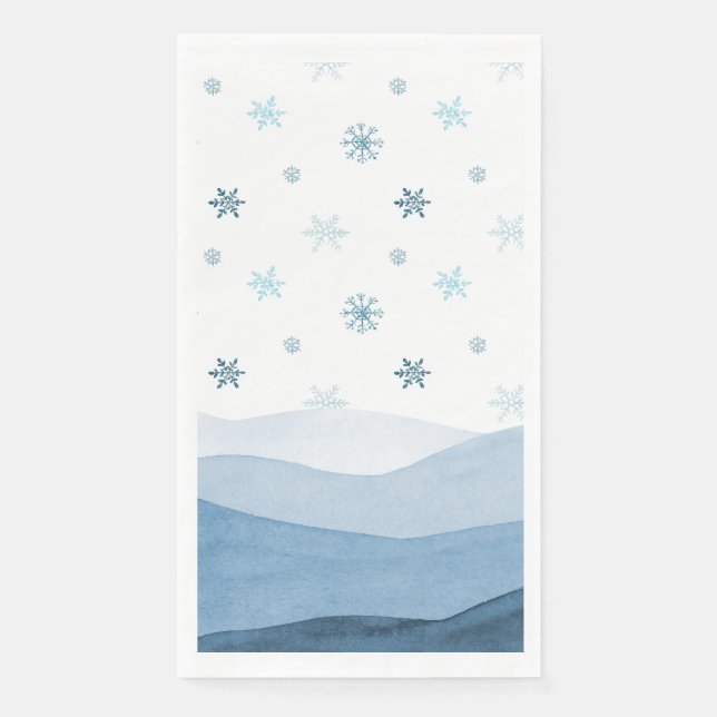 Snowy Blue Winter Guest Towel (Front)