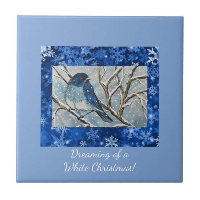 Snowy Bluebird Tile (Front)