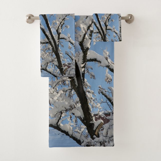 Snowy Branches #1 #winter #wall #art  Bath Towel Set (Insitu)