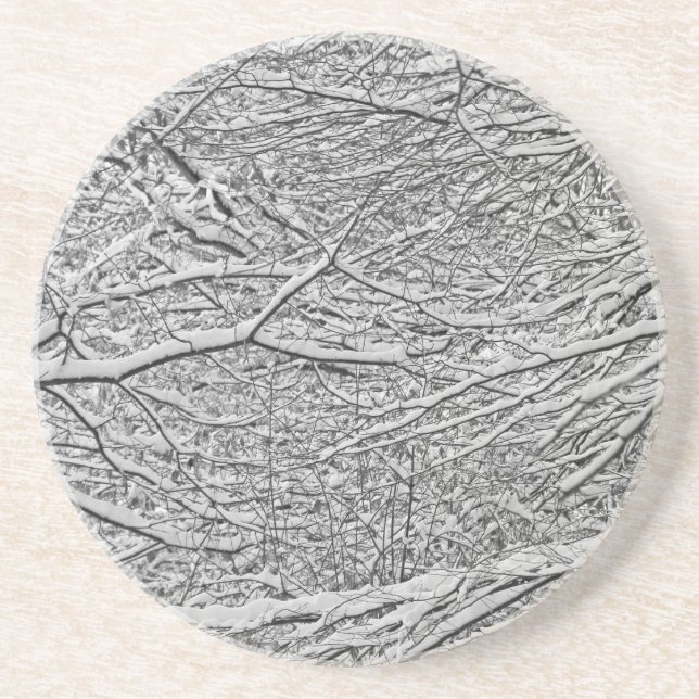 Snowy Branches Drink Coaster (Front)