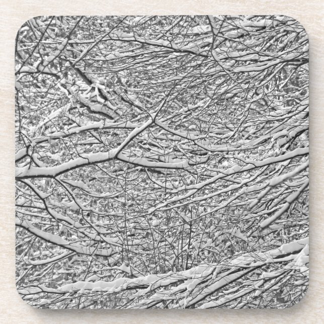 Snowy Branches Drink Coaster (Front)