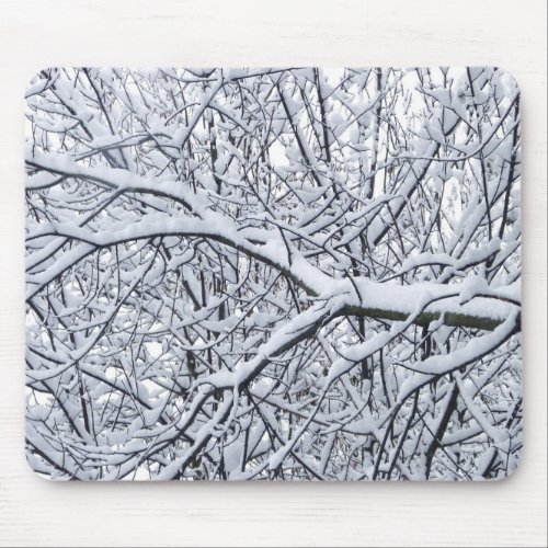 Snowy Branches Mouse Pad