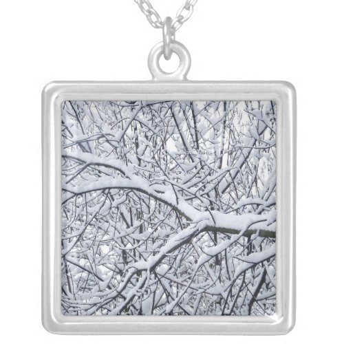 Snowy Branches Silver Plated Necklace