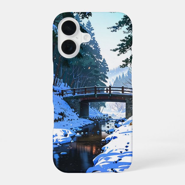 Snowy Bridge in Winter Iphone Case (Back)
