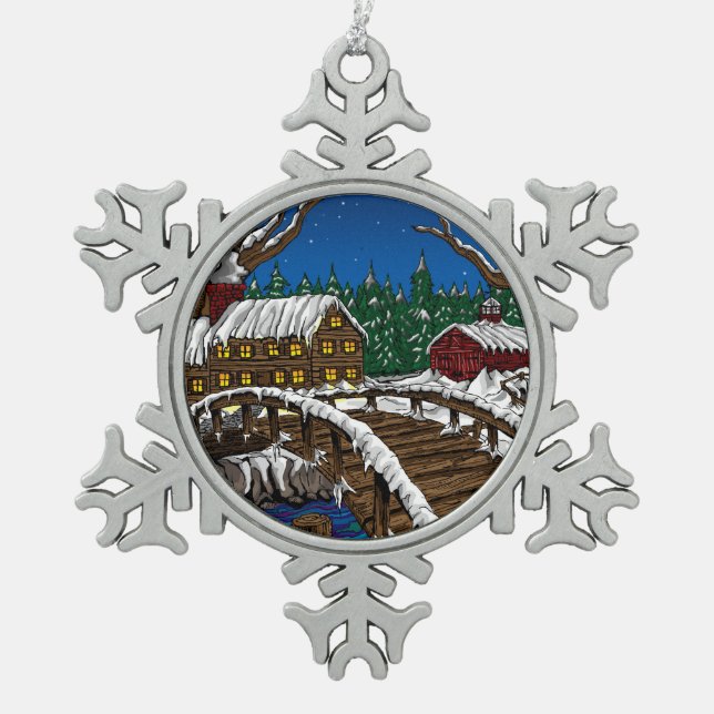Snowy Bridge Ornament (Front)