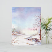 Snowy Bridge Watercolor Landscape Painting (Standing Front)