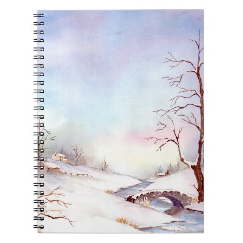Snowy Bridge Watercolor Landscape Painting Notebook