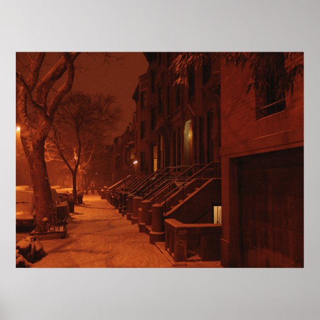 Snowy Brownstones- Night Poster (Front)