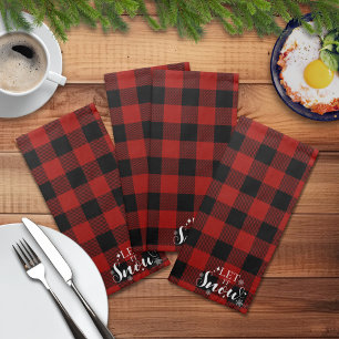 Snowy Buffalo Plaid Cloth Napkin