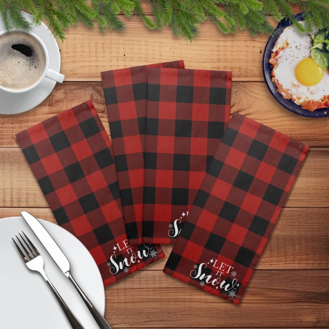 Snowy Buffalo Plaid Cloth Napkin (Creator Uploaded)