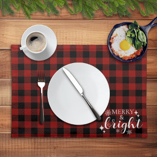 Snowy Buffalo Plaid Cloth Placemat