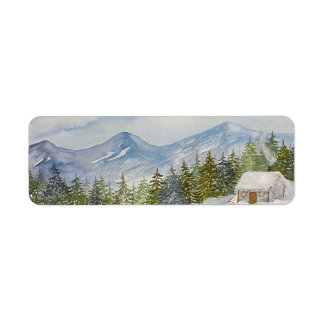 Snowy Cabin Address Labels