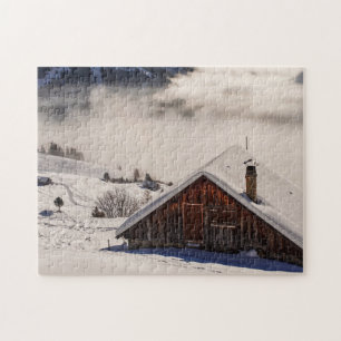 SNOWY CABIN SCENE JIGSAW PUZZLE