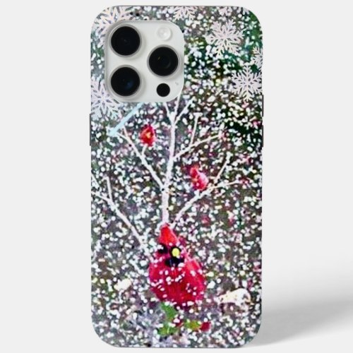 Snowy Cardinal scene I Phone case