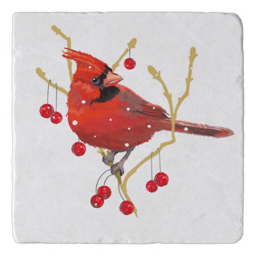 Snowy Cardinal Winter Gift Trivet