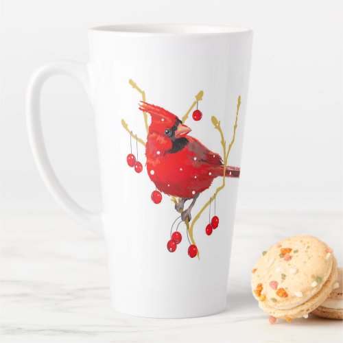 Snowy Cardinals Latte Mug