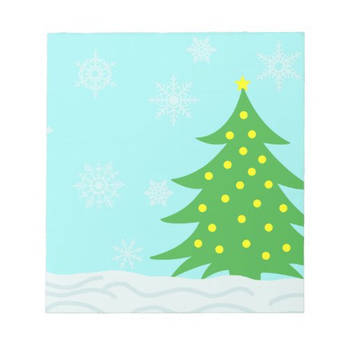 Snowy Cartoon Winter Scene with Tree Notepad