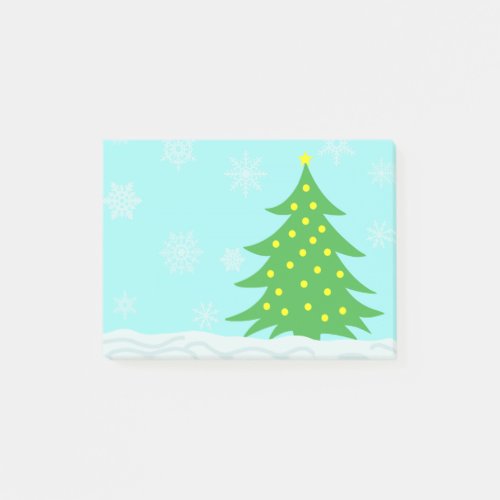 Snowy Cartoon Winter Scene with Tree Post_it Notes