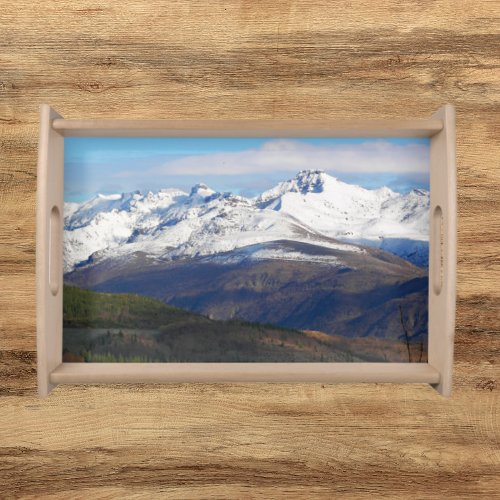 Snowy Cascade Mountains Landscape Serving Tray