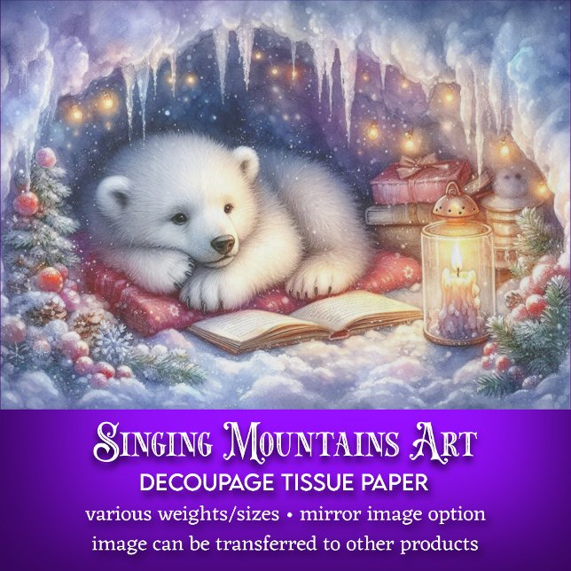 Snowy Cave Polar Bear Winter Craft Decoupage Tissue Paper (Creator Uploaded)