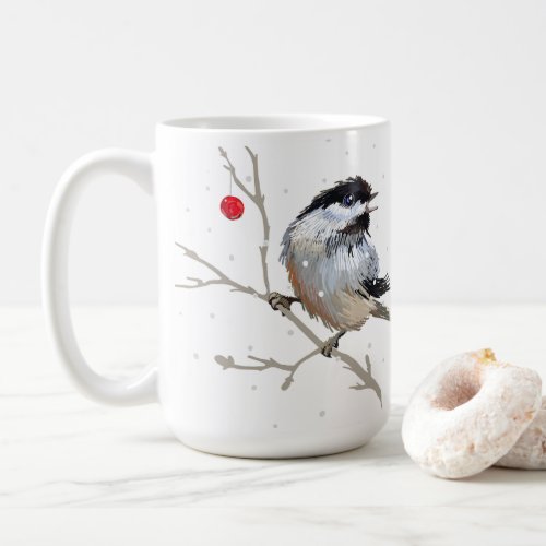Snowy Chickadee Christmas Coffee Mug