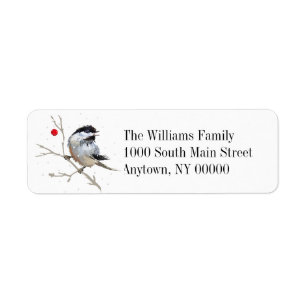 Snowy Chickadee Christmas Return Address Label