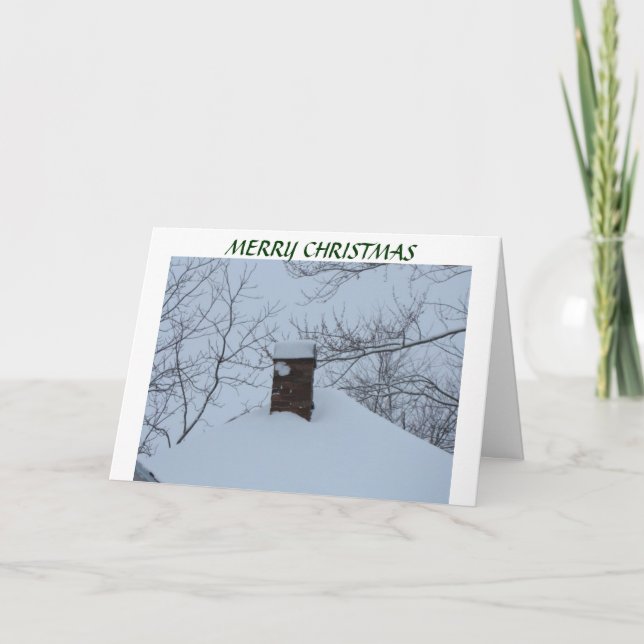 Snowy Chimney & Roof, Christmas Holiday Card (Front)