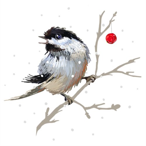 Snowy Christmas Chickadee Sticker