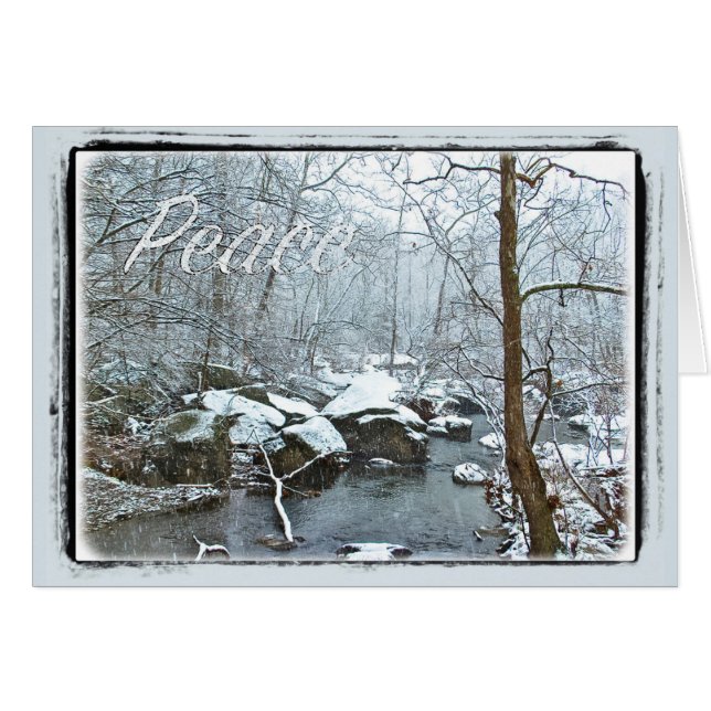 Snowy Christmas Creek - Peace - Greeting Card (Front Horizontal)