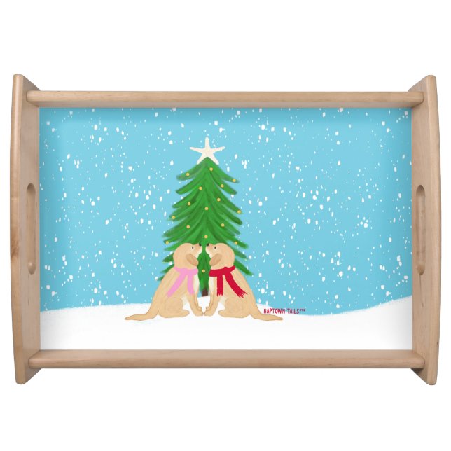 Snowy Christmas Dogs Serving Tray (Front)