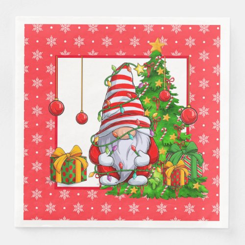 Snowy Christmas Gnome Paper Napkin