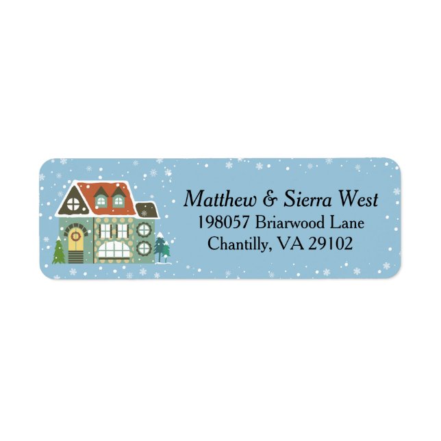 Snowy Christmas Holiday Home Label (Front)