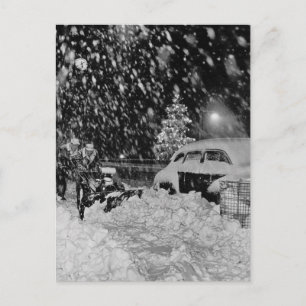 Snowy Christmas in New York City Vintage Holiday Postcard