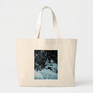 Snowy Christmas in New York City Vintage Large Tote Bag