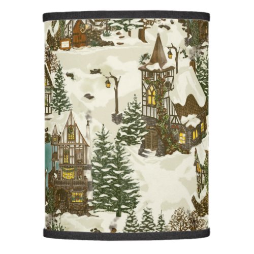 Snowy Christmas in Tudor Village Colorful Lamp Shade