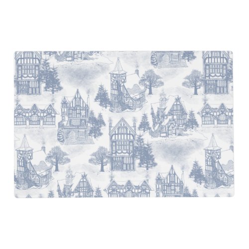 Snowy Christmas in Tudor Village Toile Placemat