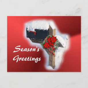 Snowy Christmas Mailbox- personalize Holiday Postcard