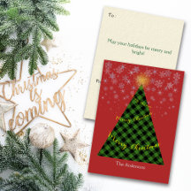Snowy Christmas Plaids Tree Personalize