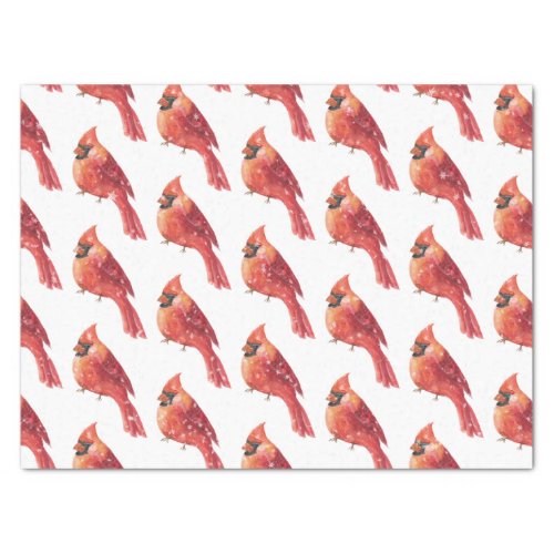 Snowy Christmas Red Cardinal Bird Tissue Paper