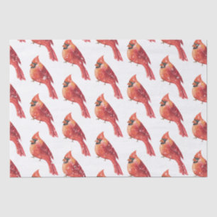 Snowy Christmas Red Cardinal Bird Tissue Paper