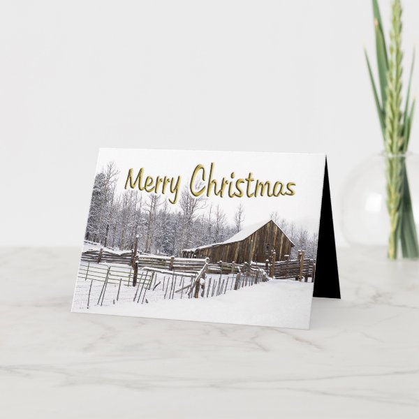 Snowy Christmas Rustic Barn Typography Custom