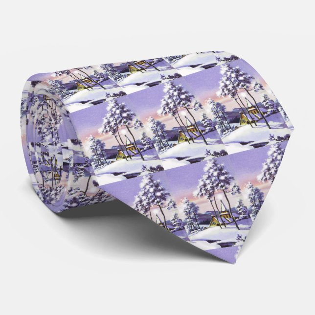 Snowy Christmas Tie (Rolled)