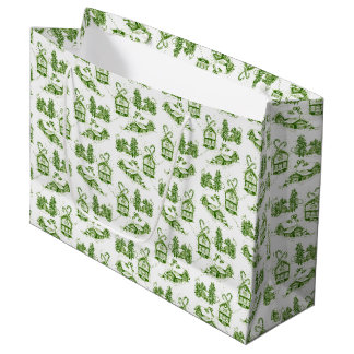 Snowy Christmas Toile | green Small Gift Bag