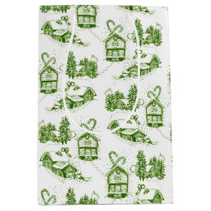 Snowy Christmas Toile green Small Gift Bag