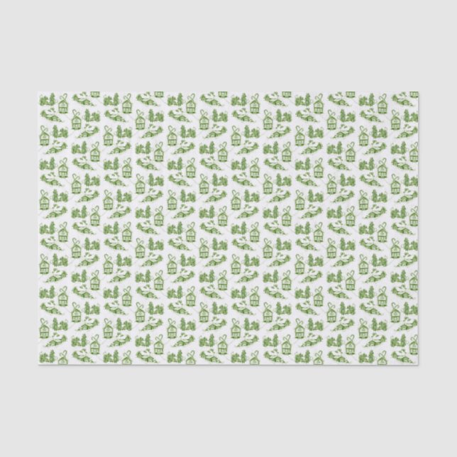Snowy Christmas Toile | green  Tissue Paper (Front)