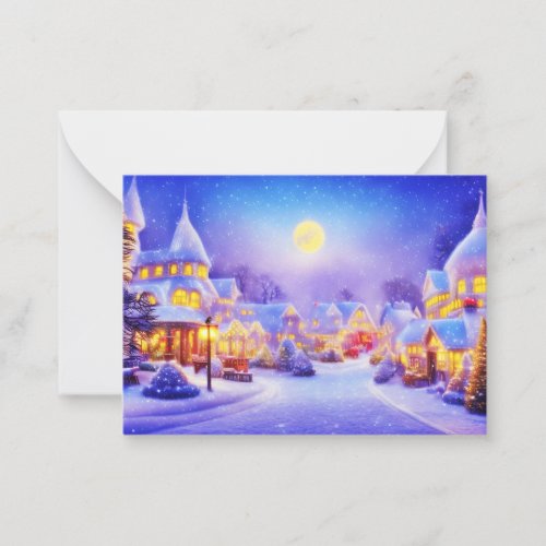 Snowy Christmas town budget mini Christmas Note Card