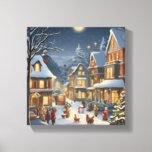 Snowy Christmas Town Canvas Print